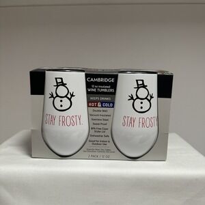 Holiday Cambridge Wine Tumbler Set Insulated 12 oz. Hot or Cold‎ Stay Frosty